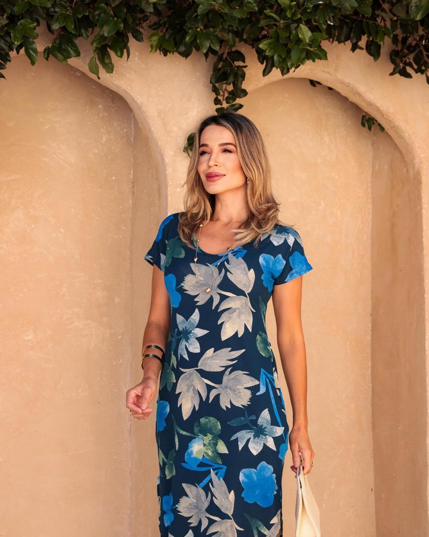 Vestido Sol - Floral Azul