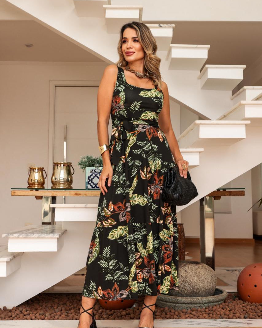 Vestido Surya - Floral Preto