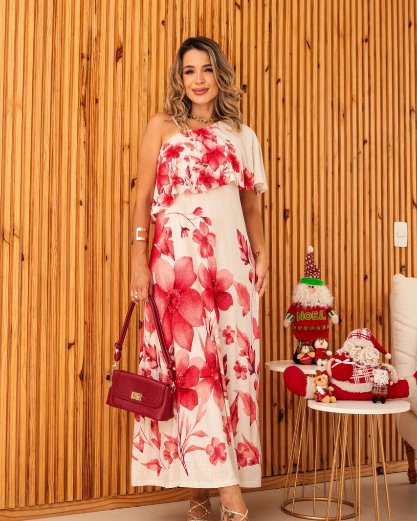 Vestido Vivara - Floral Vermelho